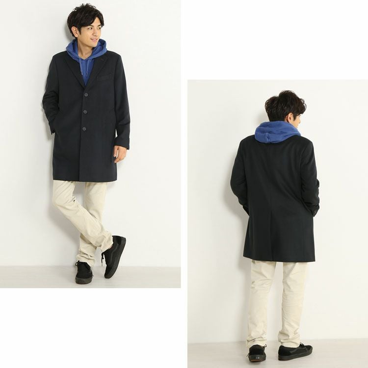 チェスターコート メンズ カシミヤ100% HALEINE ダークネイビー