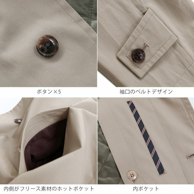 P.E.A中綿ライナー付きメンズステンカラーコート