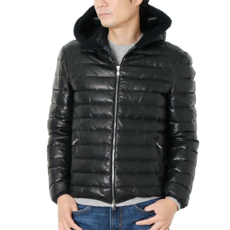 OLIVIERI/オリヴィエリ ラムレザー メンズ ダウンジャケット ムートン