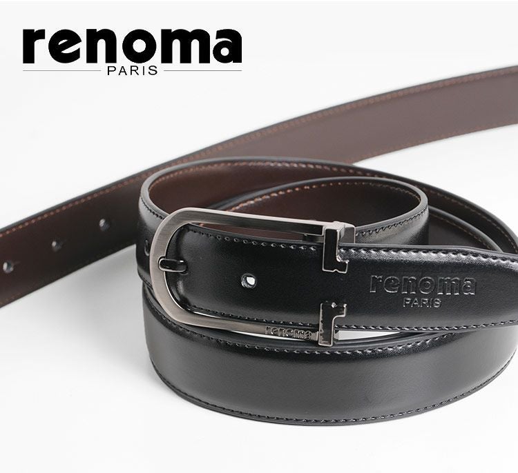 renoma 牛革 リバーシブル ベルト ブラック ブラウン メンズ ピン