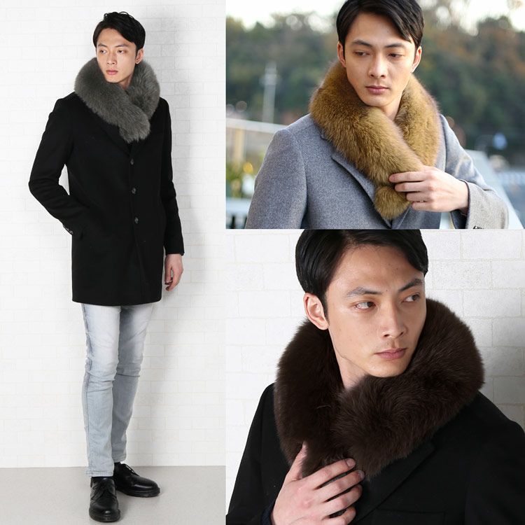 フォックス ファー マフラー メンズ FOX カラー ストール 秋冬 全7色 7F