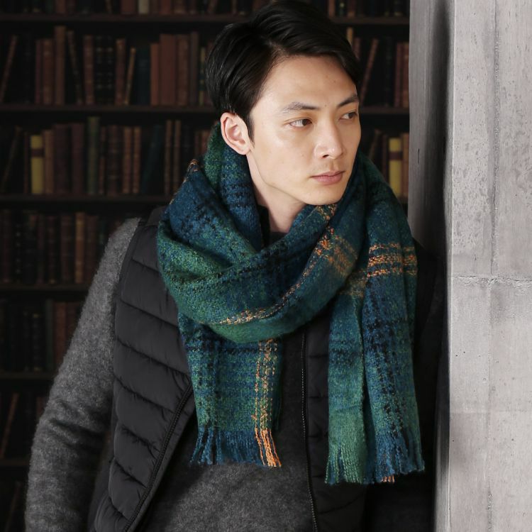 大判 ストール チェック柄 メンズ 厚手 7F