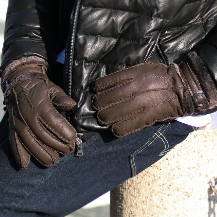 名入れ 別途購入で可能】ムートン レザー グローブ メンズ 【ネコポス