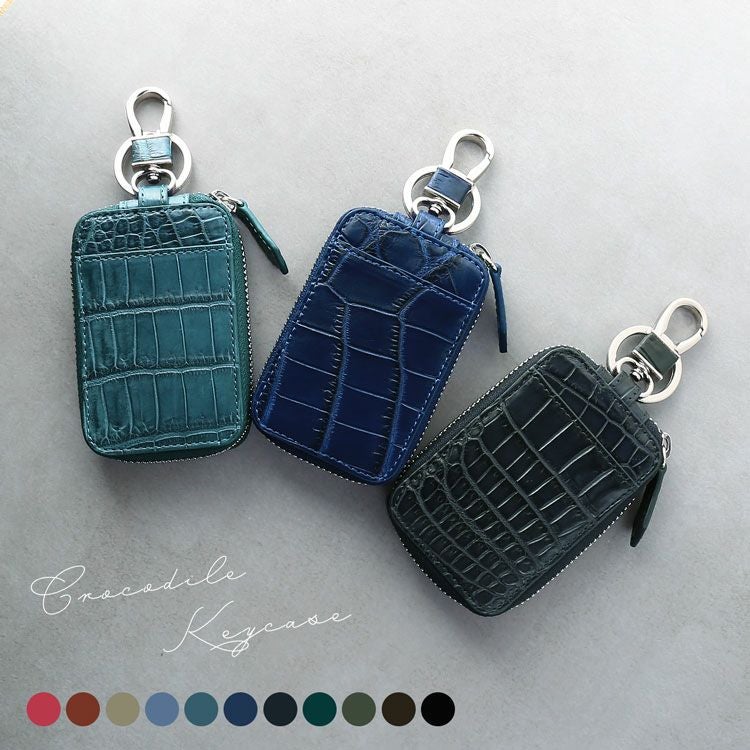 クロコダイル スマートキー ケース メンズ アウトポケット付き