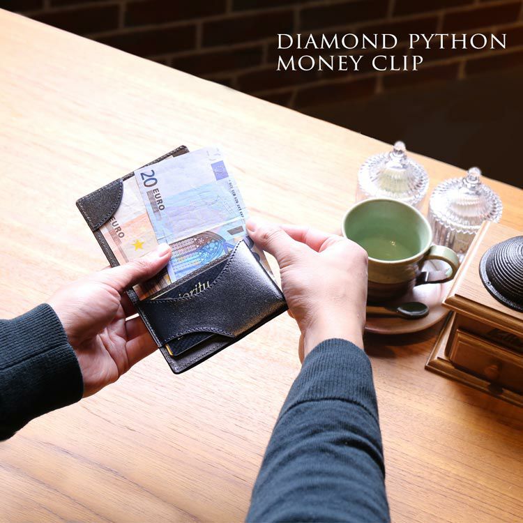 マネークリップ メンズ 本革 ダイヤモンド パイソン メンズ 【ネコポス