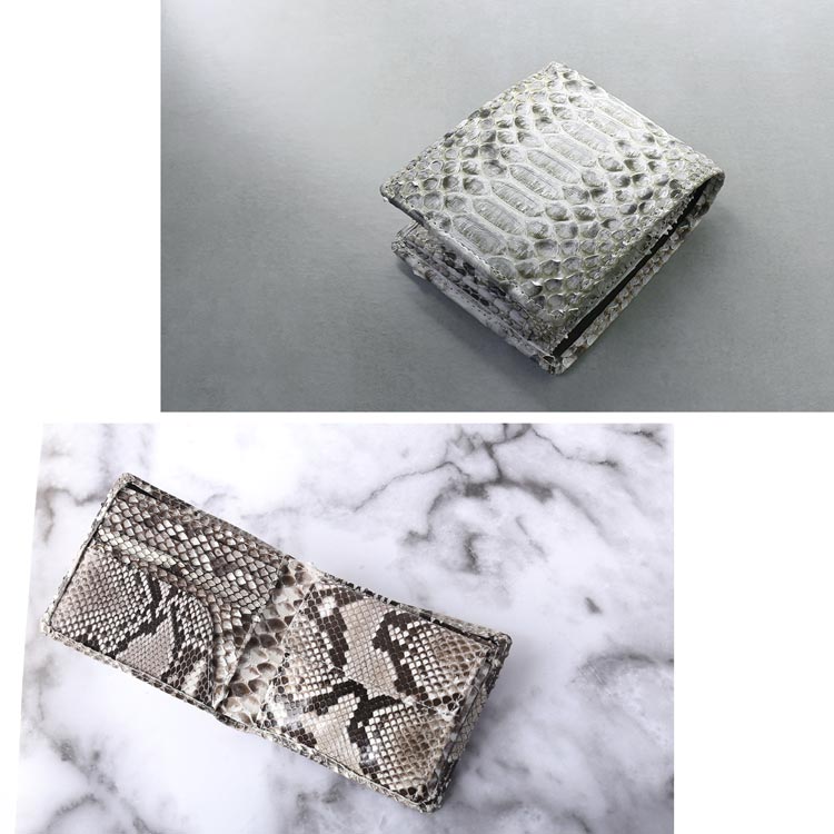 ダイヤモンドパイソン折り財布メンズ無双仕立て