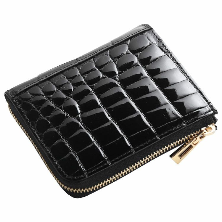 クロコダイル シャイニング L字ファスナー ミニ財布 メンズ【ネコポス