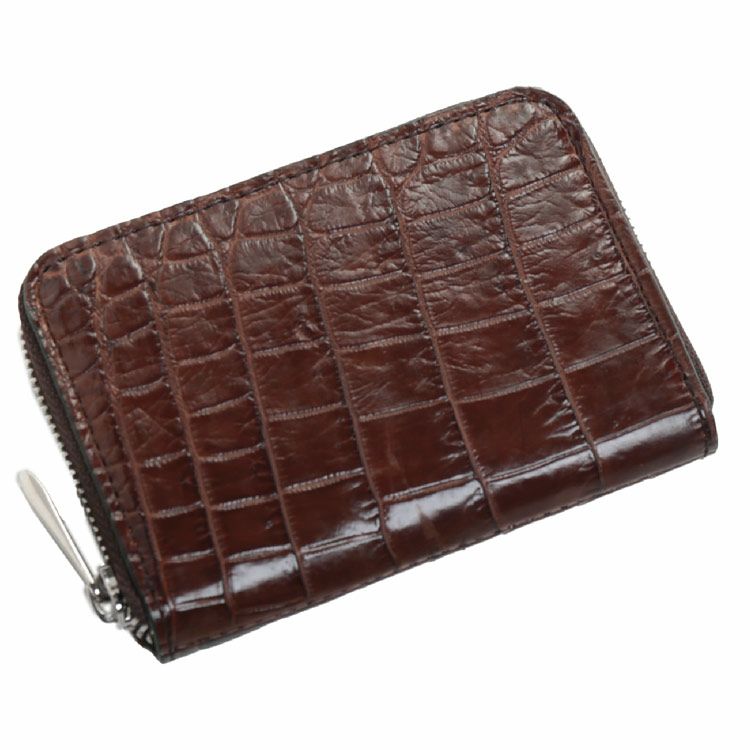 クロコダイル マット加工 ミニ財布 メンズ 本革