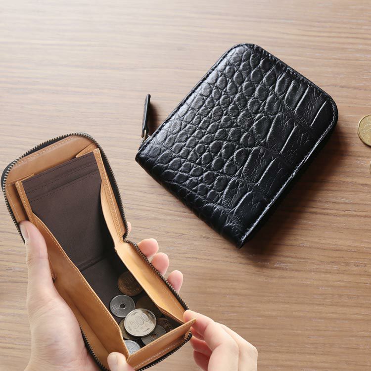 クロコダイル 小銭入れ メンズ 本革 定期入れ ミニ財布 パスケース IC