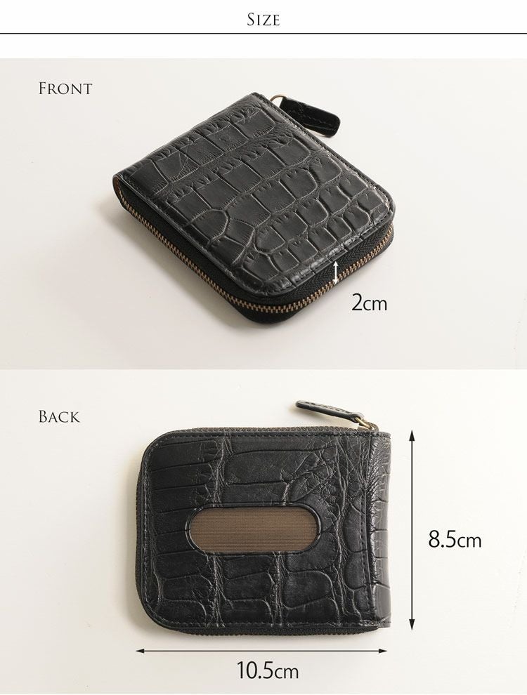 クロコダイル 小銭入れ メンズ 本革 定期入れ ミニ財布 パスケース IC