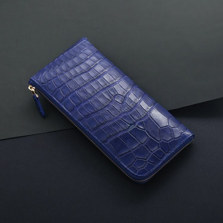 クロコダイル マット 長財布 L字ファスナー メンズ