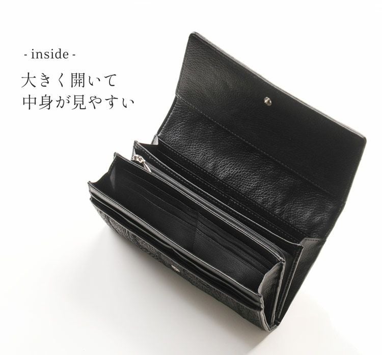 シャーク かぶせ 長財布 カットワーク メンズ 本革 (06000199-mens-1r)