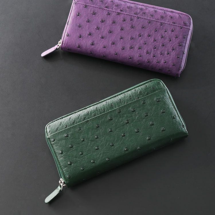 オーストリッチラウンドファスナー長財布メンズ(No.3113m)