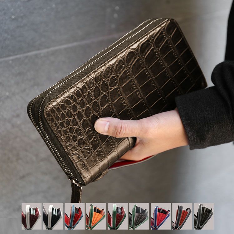 クロコダイル オーガナイザー クラッチバッグ メンズ 長財布 4FA
