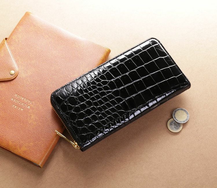 スモール クロコダイル メンズ 長財布 ラウンドファスナー