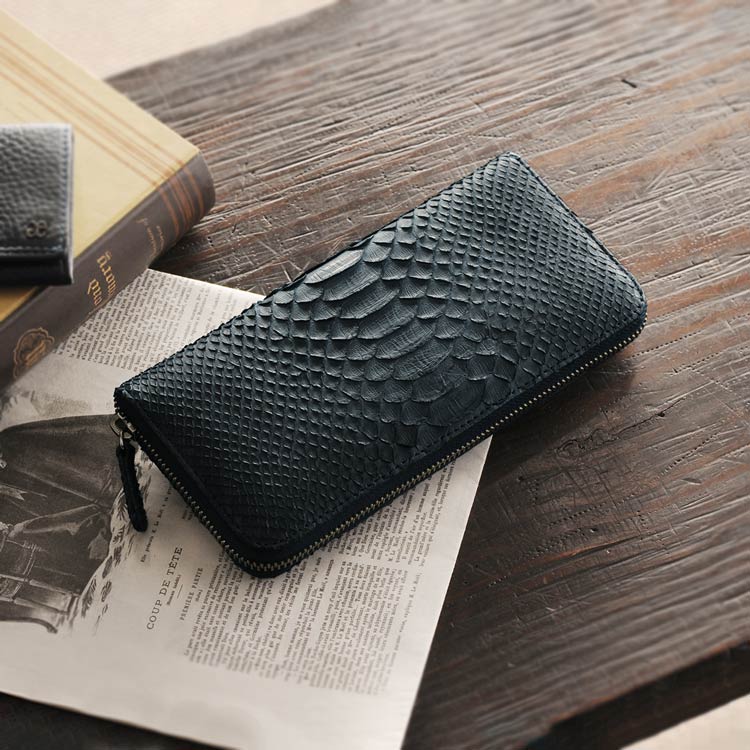 ダイヤモンドパイソン一枚革ラウンドジップ長財布/メンズ(No.06000756-mens-1)