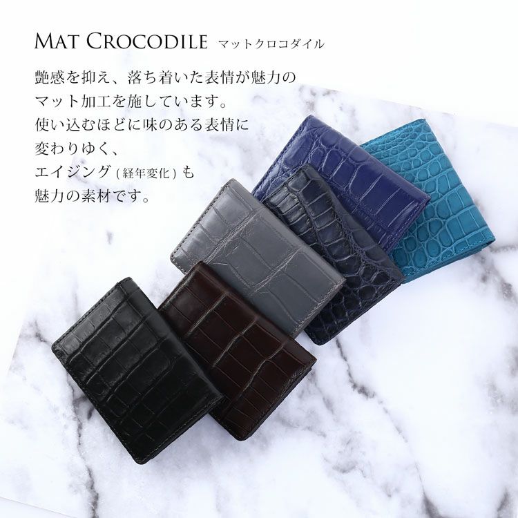 クロコダイル メンズ 名刺入れ シャイニング マット アウトポケット