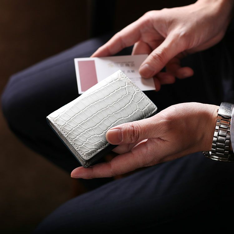 クロコダイル メンズ 名刺入れ 無双 カードケース 通しマチ 4FA