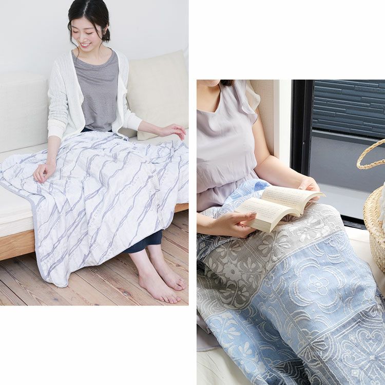 夏用ブランケット・タオル&食器セット 冷感 ブランケット タオルケット 夏 日本製 接触冷感 110×135 洗濯可 7F