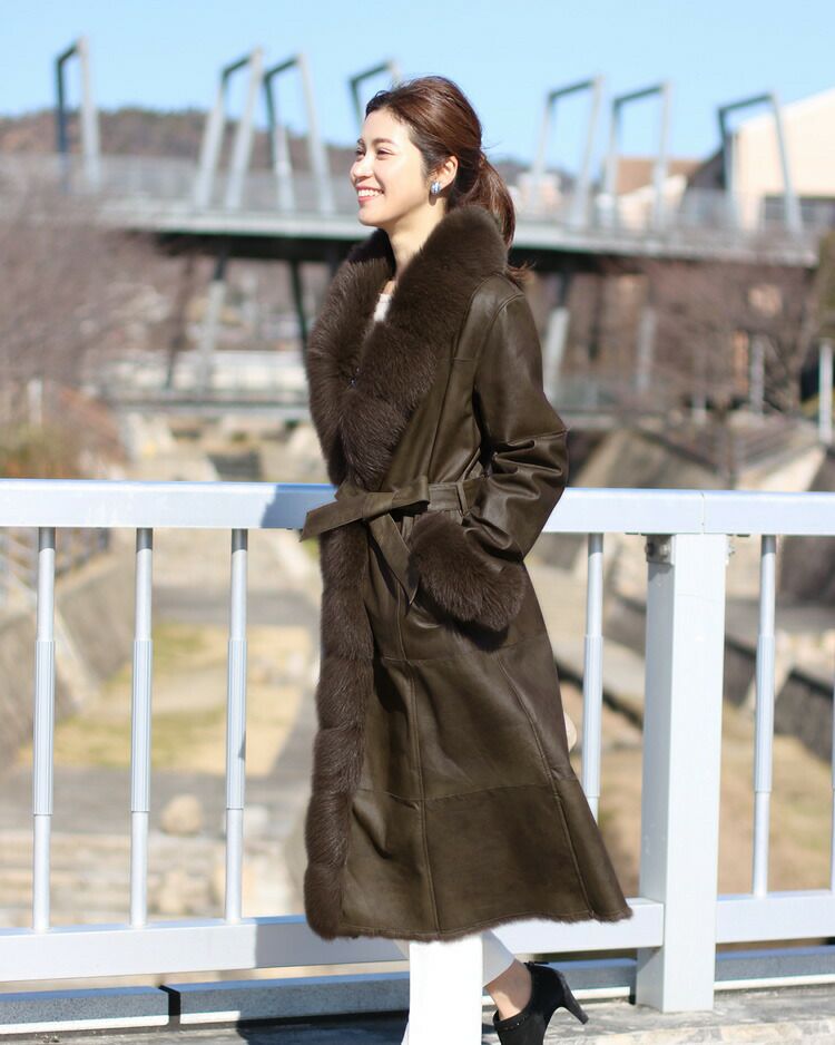 訳あり】ラビット ダブルフェイス ロングコート フォックストリミング