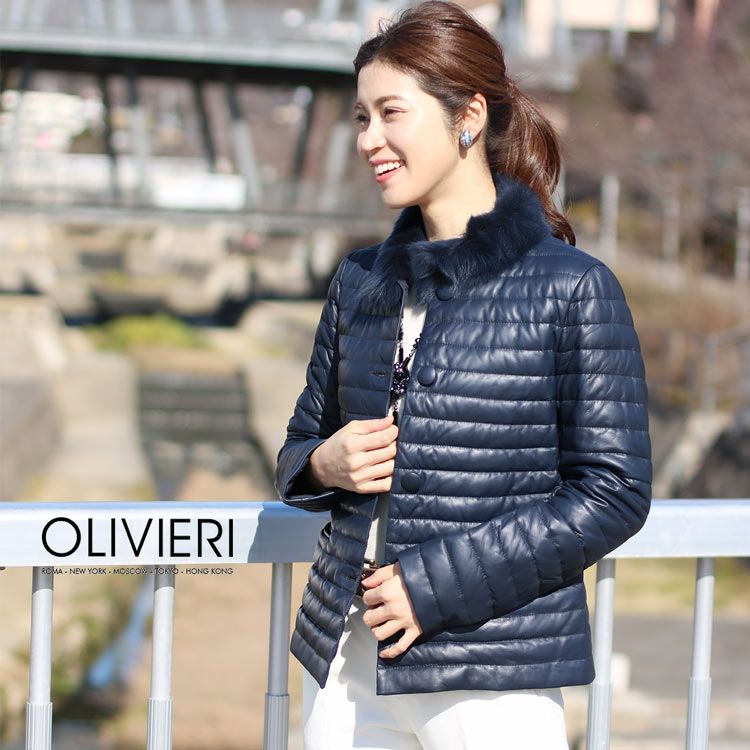 OLIVIERI/オリヴィエリ ダウン レザー ジャケット ラム革 トスカーナ