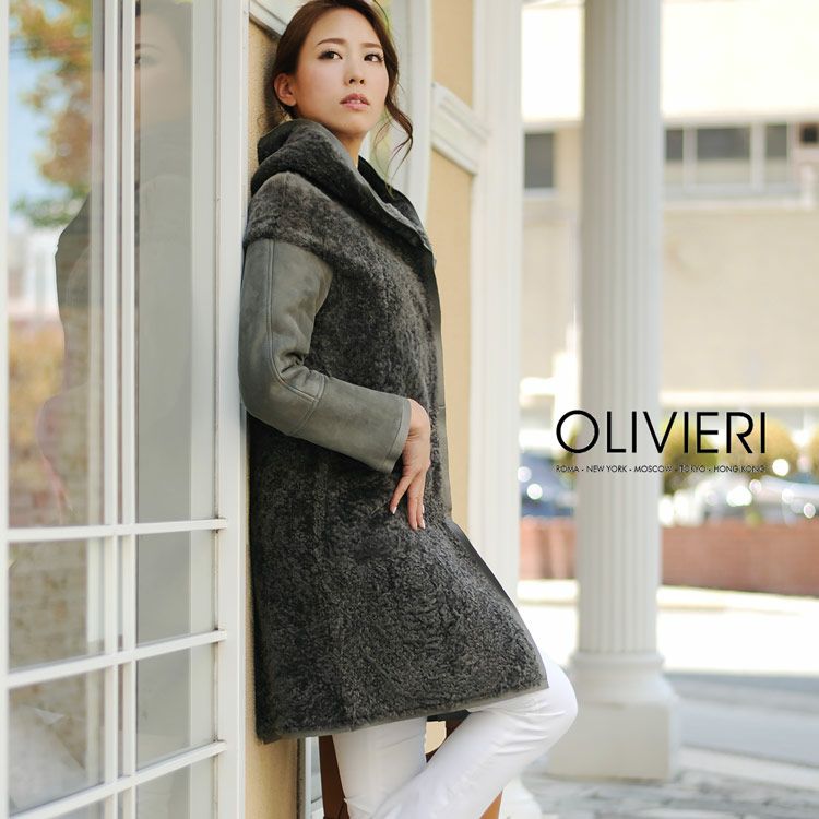 大きいサイズ50✨ イタリア製 OLIVIERI リアルムートン ジャケット 黒 