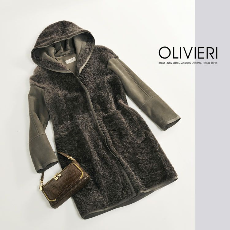 ★ムートン ダッフルコート★羊革 / ラムファー★オリバー / OLIVER★希少品★ OLIVIERI/オリヴィエリ シェアード ムートン ロング コート ダブル