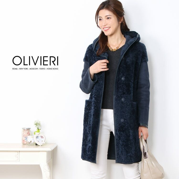 OLIVIERI/オリヴィエリ シェアード ムートン ロング コート ダブル