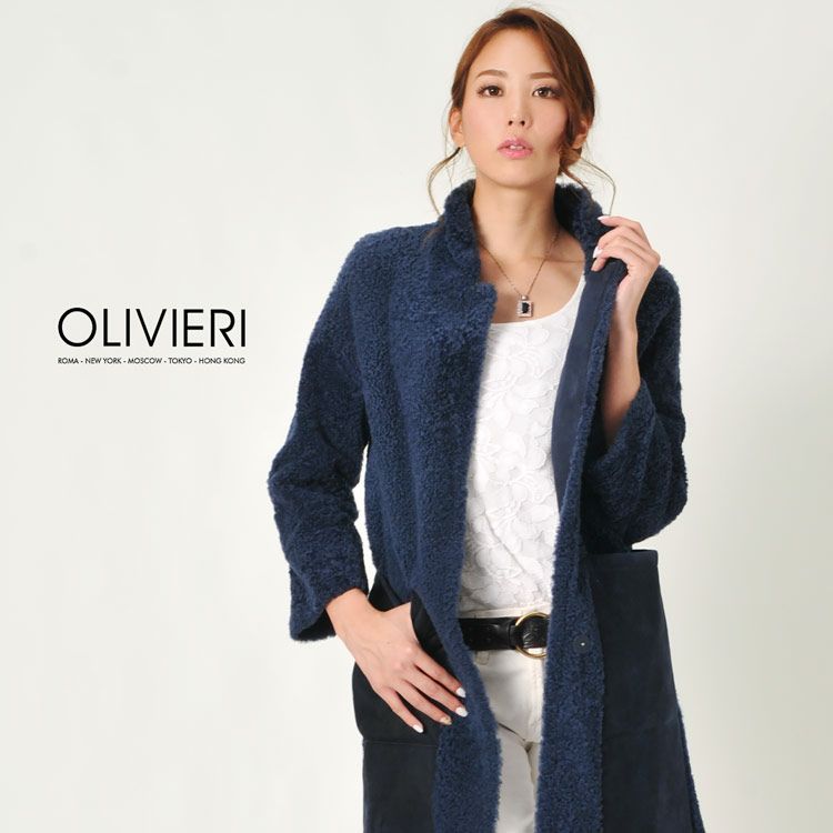 【高級・良品】ムートンコート オリヴィエリ 52 XL ブラック OLIVIERI/オリヴィエリ トスカーナ ムートン コート ロング ダブル