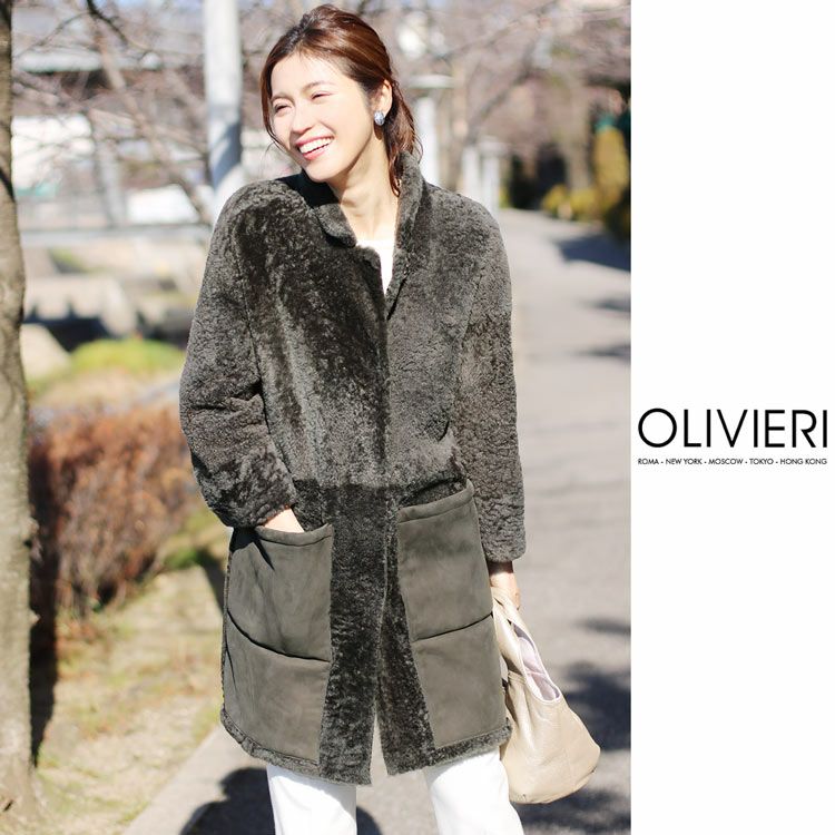 OLIVIERI/オリヴィエリ トスカーナ ムートン コート ロング ダブル
