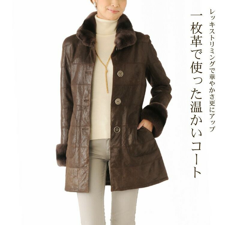 シルク100% ファー付きロングコート ライナー脱着可 オリーブ チキャンラム one after another NICE CLAUP コート チェスターコート