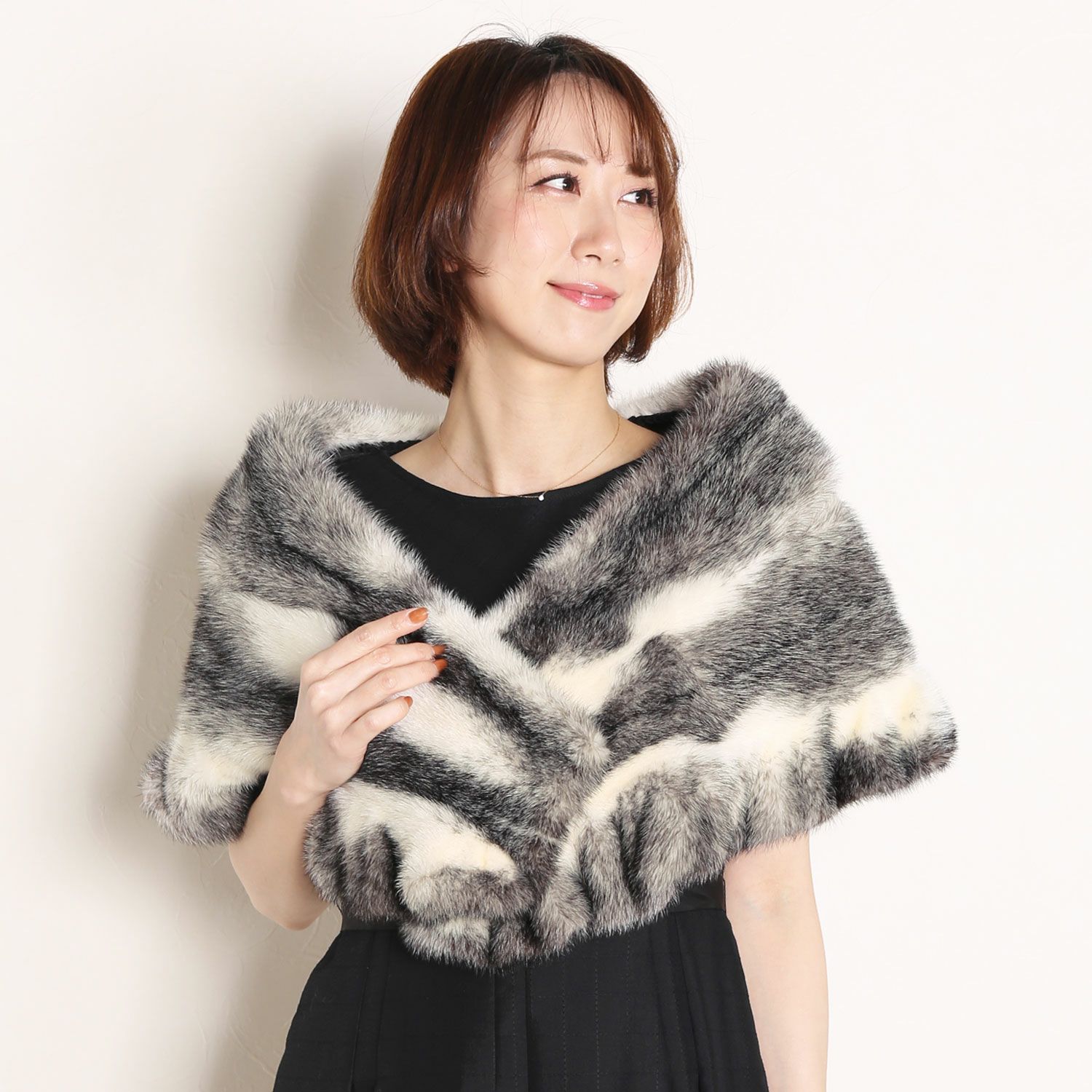 ミンク ケープ フリルデザイン 女性用 ケープ ボレロ ストール 7F (8833r)