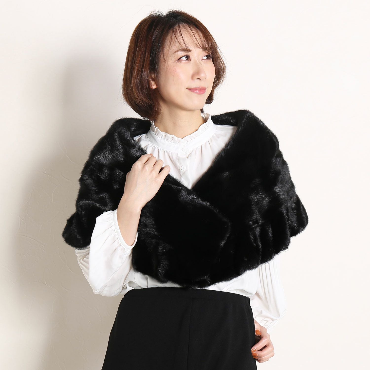 ミンク ケープ フリルデザイン 女性用 ケープ ボレロ ストール 7F (8833r)