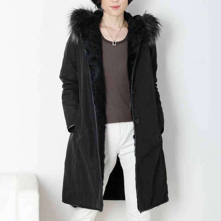 ラクーン トリミング モッズコート フード付き / ファーライナー