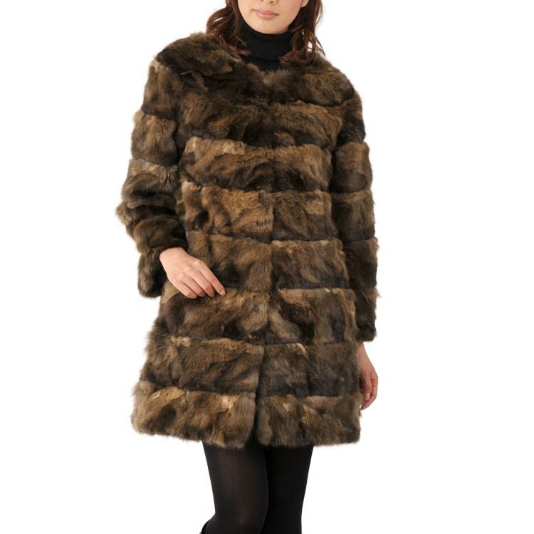 ロシアン セーブル コート ノーカラー デザイン 7F