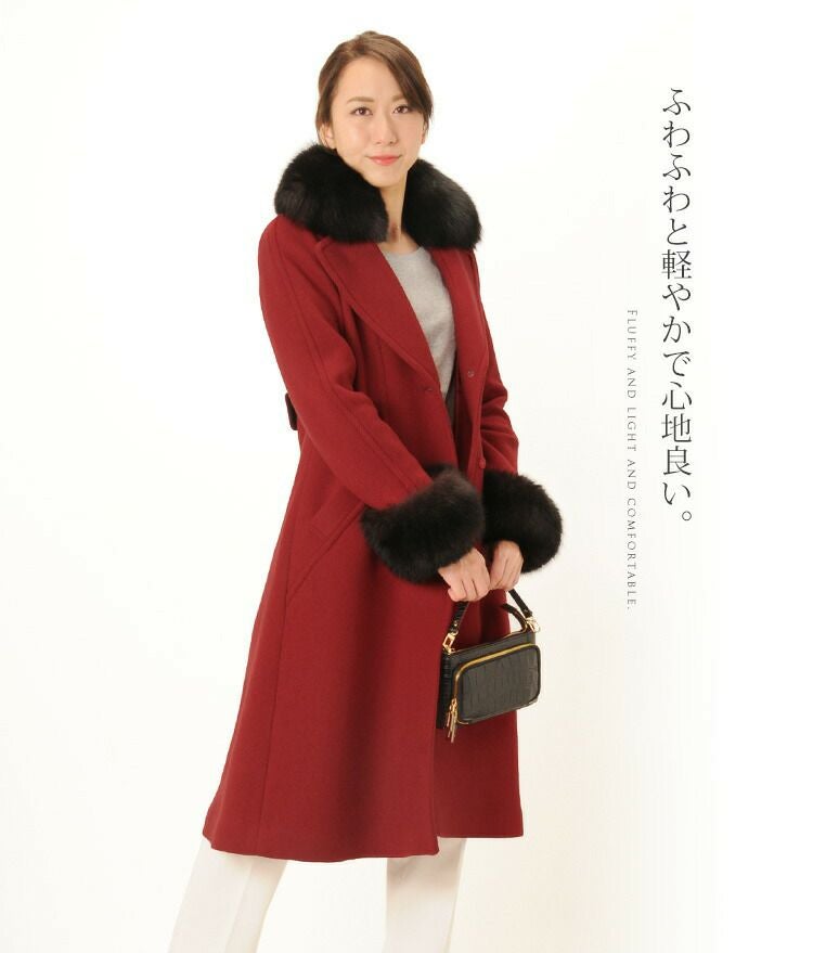 総丈96㎝ レオナール フォックスファー レッド コート ロング丈 L 毛並み◎ WOMEN FOX FUR- NATURAL RED FOX & SLIVER FOX COMBO – DaRucci Leather