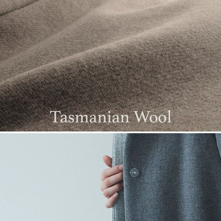 日本製 ロングコート タスマニアリバーウール フォックスファーフード