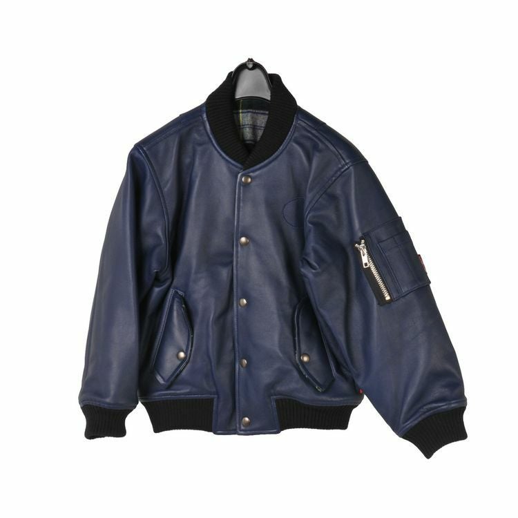 Q♡ キュー ラムレザー スタジャン ネイビー キッズ ラム レザー スタジャン 7F