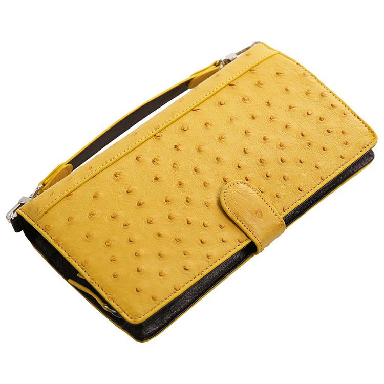 お財布ショルダー オーストリッチ フルポイント バイカラー 本革