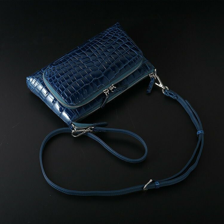 クロコダイル ショルダーバッグ 3way シャイニング加工