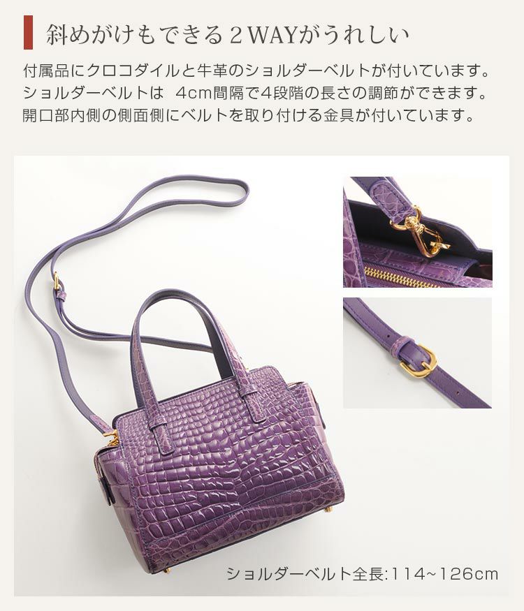 クロコダイル ハンドバッグ レディース シャイニング 加工 センター