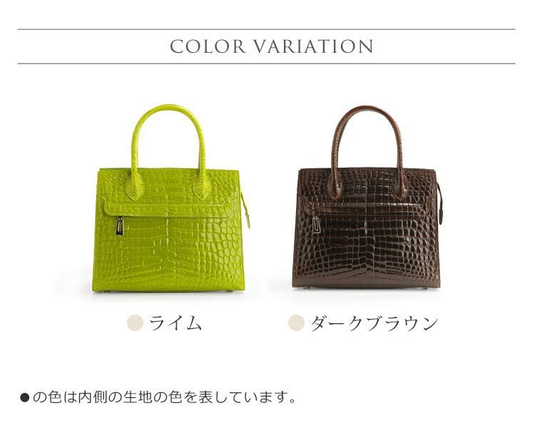 クロコダイル ハンドバッグ レディース シャイニング 加工 センター