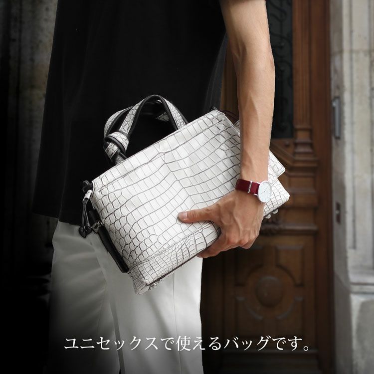 クロコダイル ハンドバッグ レディース 日本製 センター取り ハンドル