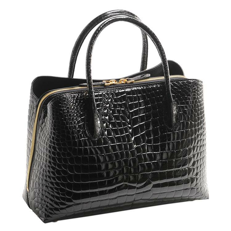スモール クロコダイル ハンドバッグ レディース シャイニング 加工