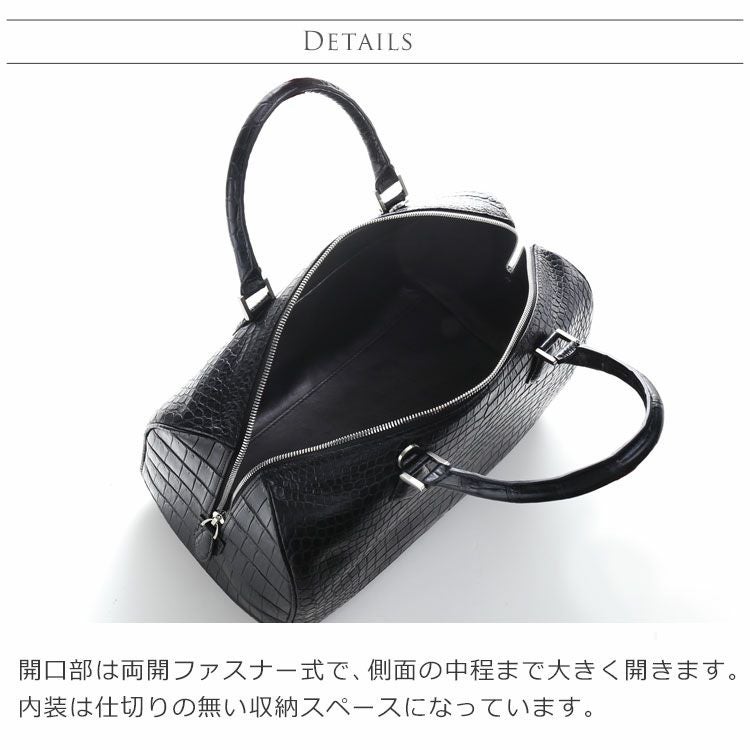 スモール クロコダイル ボストンバッグ レディース センター取り