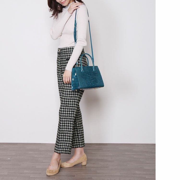 スモールクロコダイル ハンドバッグ レディース センター取り 保証書