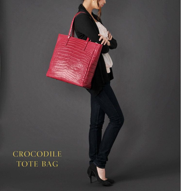 クロコダイル マット 加工 トートバッグ 『クロコダイル保証書付き』 4FA