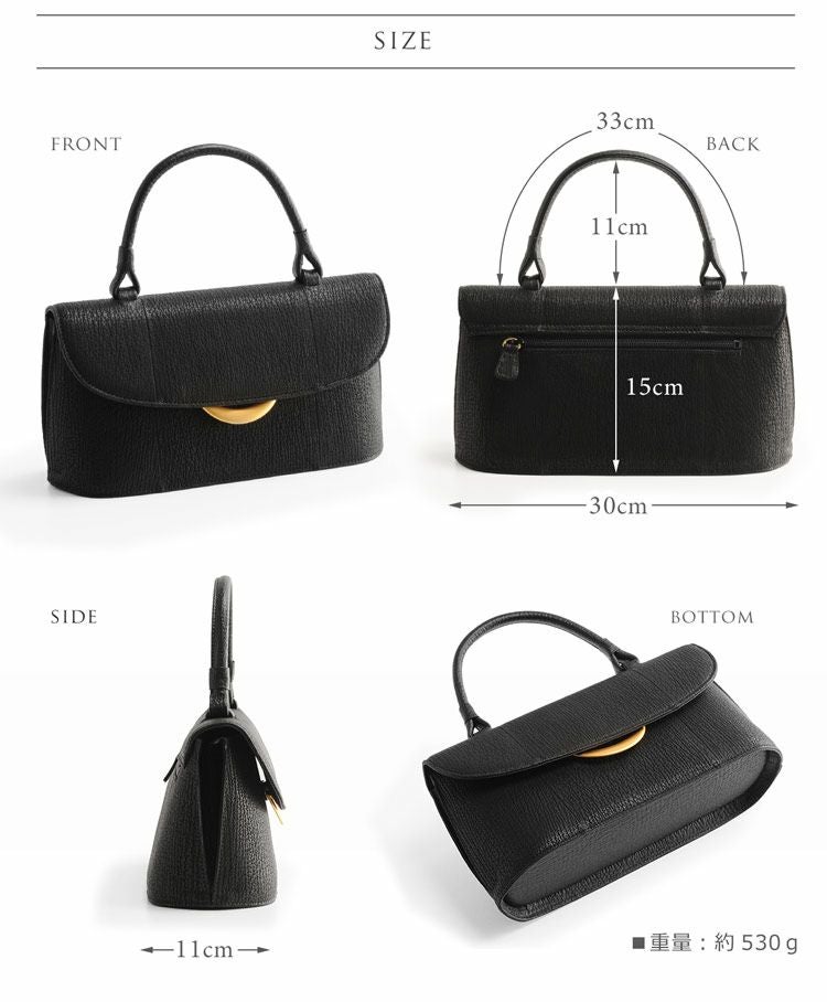 シャーク フォーマル ハンドバッグ 留め具2WAY ゴールド金具 軽量 ブラック