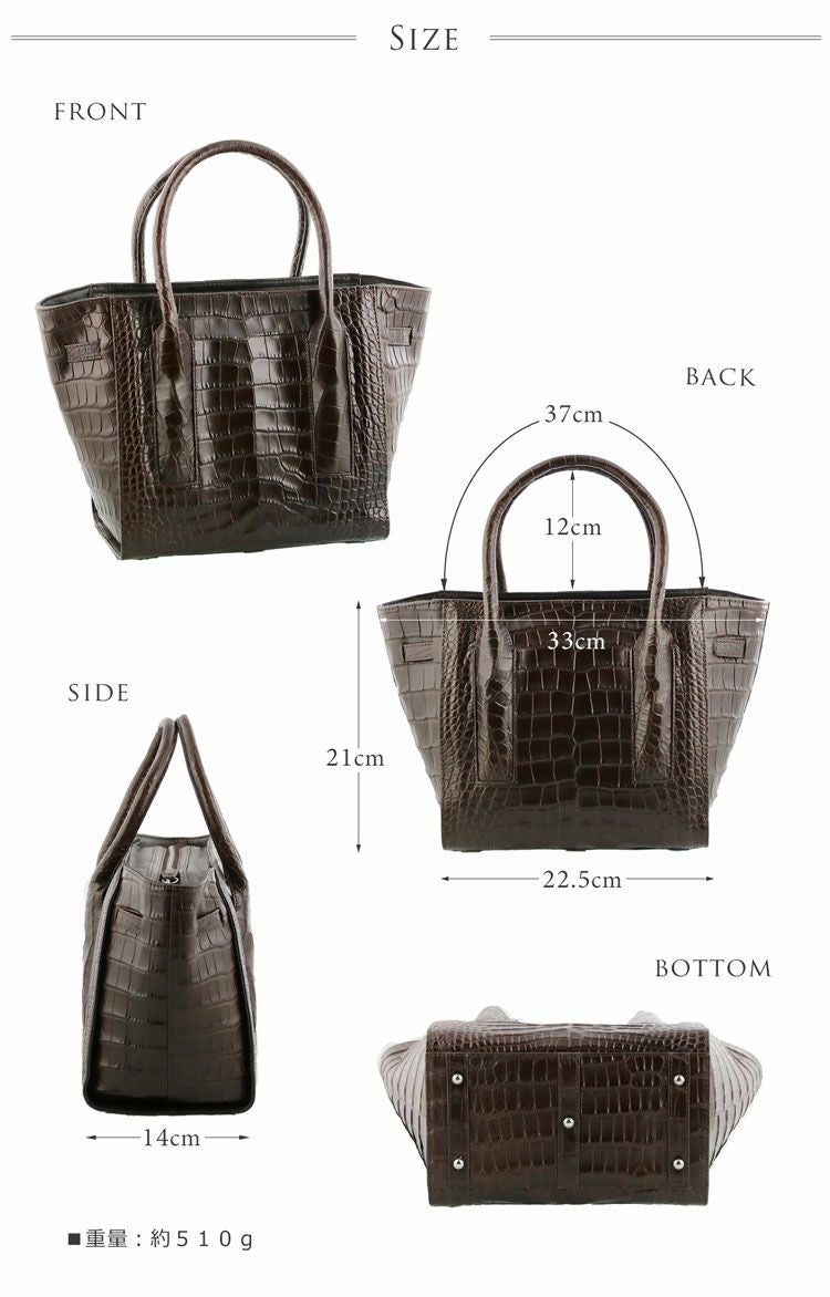 クロコダイル マット ハンドバッグ フランス 社製 原皮 レディース