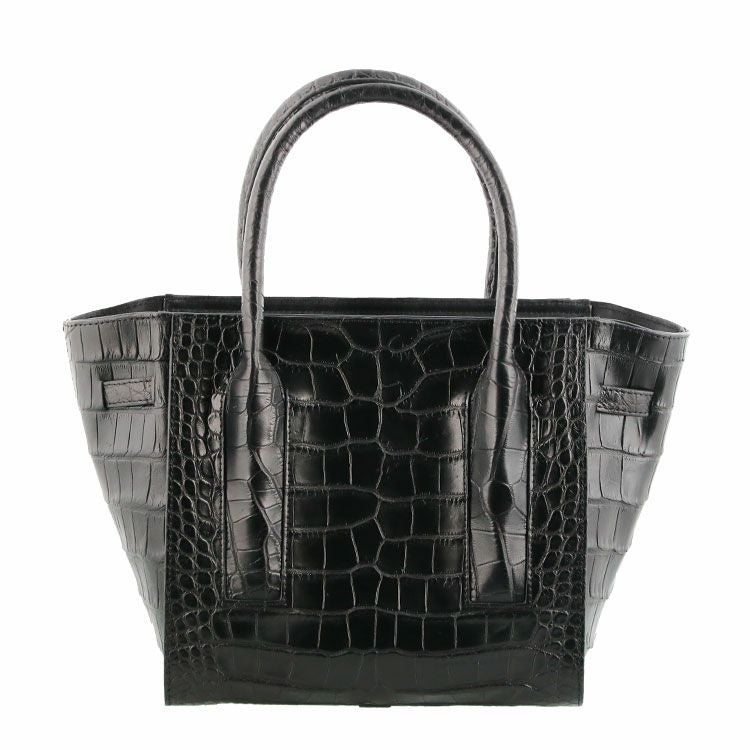 クロコダイル マット ハンドバッグ フランス 社製 原皮 レディース